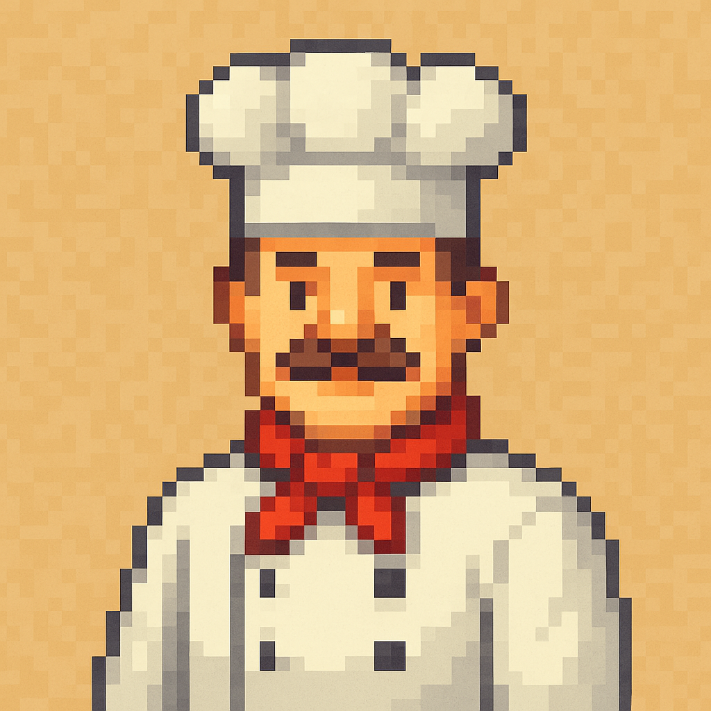 Cook in pixel art style